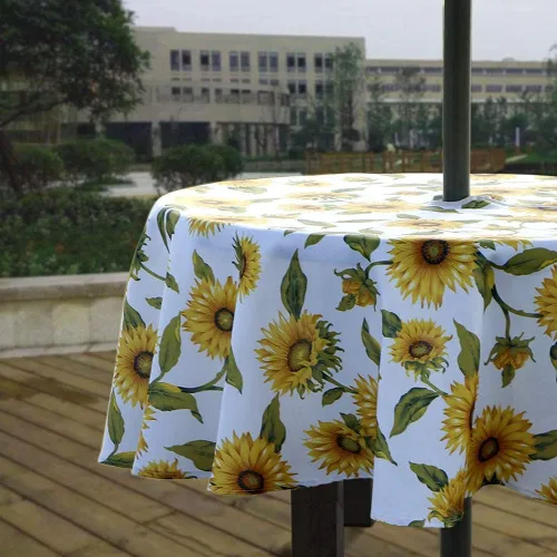 Miniatura 33 de Melaluxe - Mantel impermeable resistente a las manchas para exteriores con agujero para sombrillas y cremallera