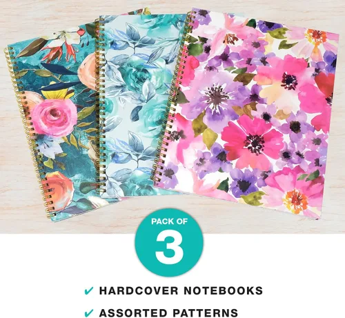 Miniatura 10 de Cuaderno de espiral de moda de 8.5 x 11 pulgadas, paquete de 3, 120 páginas, rayas universitarias (sólido)