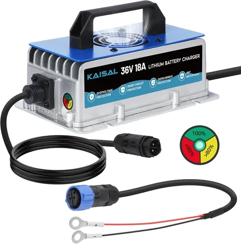 Cargador de batería de litio 36 voltios/43.8V 18A para batería LiFePO4 de 36V (38.4V) 0V de activación 36V cargador Lifepo4, IP67 impermeable, para