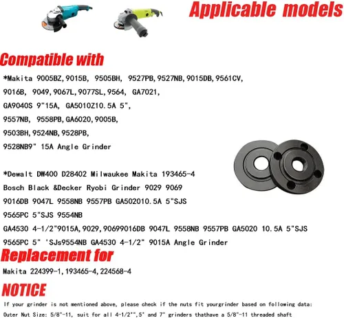 Miniatura 4 de Llave angular de brida de amoladora, tuerca de bloqueo de metal para DW Milwaukee Makita 193465-4 compatible con Bosch Black & Decker Ryobi 4.5" 5