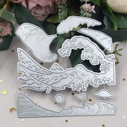Miniatura 6 de Metal Big Waves Spray Verano Océano Troqueles Troquelado Troqueles de Corte Plantillas de Embossing Plantillas Molde de Plantilla para Hacer