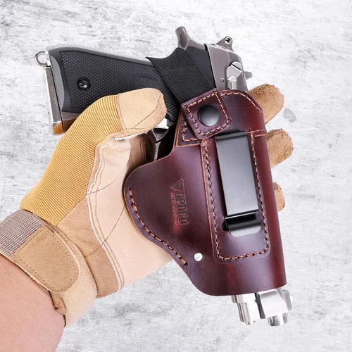 Miniatura 11 de IWB/OWB - Funda de cuero universal para pistola oculta para hombres y mujeres, compatible con Glock 17/19/23/26/42/43X Taurus G2/G2C/G3C Sig