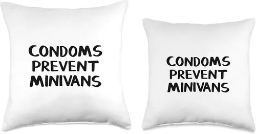 Miniatura 3 de Condoms Prevent Minivans Throw Pillow, 16x16, Multicolor