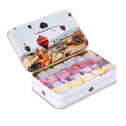 Cerez Pazari Cesta de Regalo de Dulces Turcos, Postre Lokum de Lujo, Regalos de Comida Corporativa Gourmet de Navidad y Fiestas en Elegante Caja de