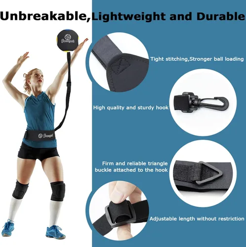 Miniatura 4 de Ayudante para equipo de entrenamiento de voleibol focopot, entrenador de voleibol en solitario para practicar saque, picada, colocación y pase