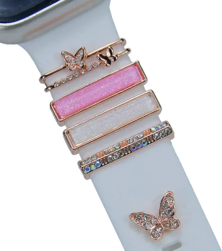 Abalorio de Correa de Reloj, Anillos Decorativos Compatibles con Correas de Silicona de Apple para Mujeres 49mm 45mm 44mm 42mm 41mm 40mm 38mm, oro