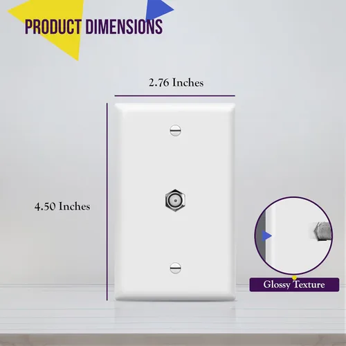 Miniatura 2 de Conector de tipo F para teléfono y CATV, más conectores hembra RJ11 con placas para pared, Blanco, 1