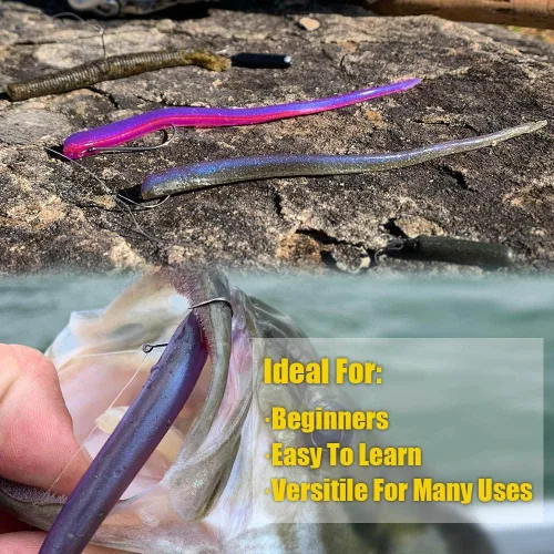 Miniatura 7 de Aparejos Drop Shot para Pesca de Lobina Negra, Aparejo Listo con Anzuelos y Pesos de Plomo