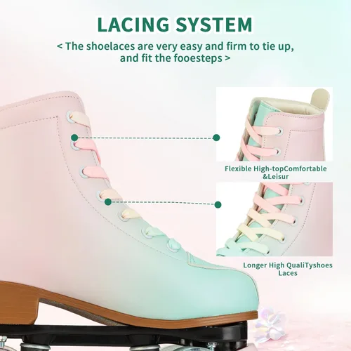 Miniatura 4 de jessie Patines para niña y mujer, patines de piel sintética con rueda fantástica y destello para niñas de 6 a 12 años, principiantes