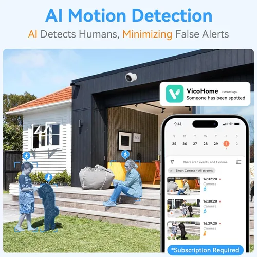 Miniatura 6 de Cámara de seguridad magnética Thybro inalámbrica - Pack de 2 con detección de movimiento AI, video HD 2K, alimentada por batería, facilidad
