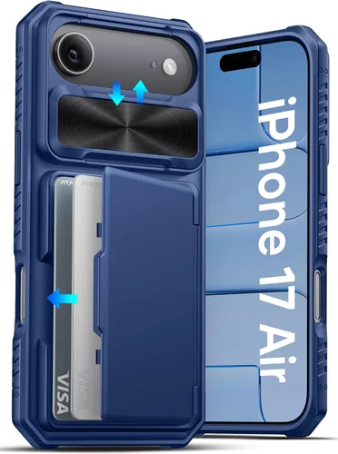 Miniatura 26 de ATATOO Funda para iPhone 17, tarjetero integrado (almacena 3-5 tarjetas) y funda para cámara deslizante y bloqueo RFID, protección de grado militar