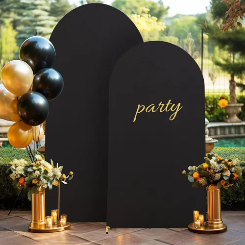 Miniatura 5 de Cubierta de Fondo de Arco Negro, Cubierta de Arco Ajustada de Spandex de 6 Pies para Arco de Boda Chiara Elástica de Arco de Fondo Redonda