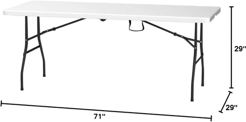 Miniatura 2 de Mesa plegable portátil de plástico de 6 pies y 71 pulgadas, parte superior resistente con asa de transporte, interior y exterior, patio, camping