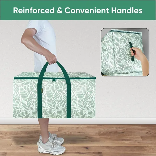 Miniatura 5 de BALEINE Paquete de 2 bolsas de mudanza de gran tamaño con asas reforzadas, bolsa de almacenamiento resistente para ropa, suministros de mudanza