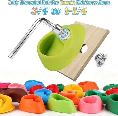 Miniatura 2 de 20 piezas de pared de escalada en roca para niños, agarres de pared de escalada en roca, kits de agarres de pared de escalada para adultos que
