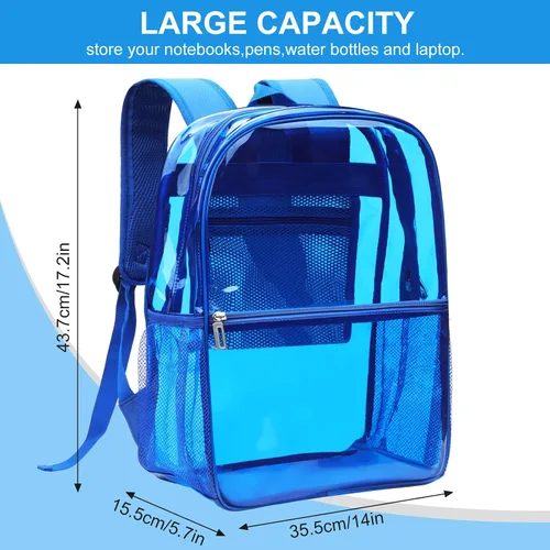 Miniatura 2 de REAWUL Mochila transparente resistente grande TPU mochilas transparentes, Azul, Moda