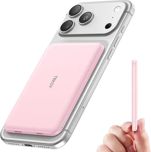 Miniatura 11 de Cargador portátil Magsafe, banco de energía magnético inalámbrico delgado de 5000 mAh con carga USB C, esencial de viaje para batería Magsafe Gris