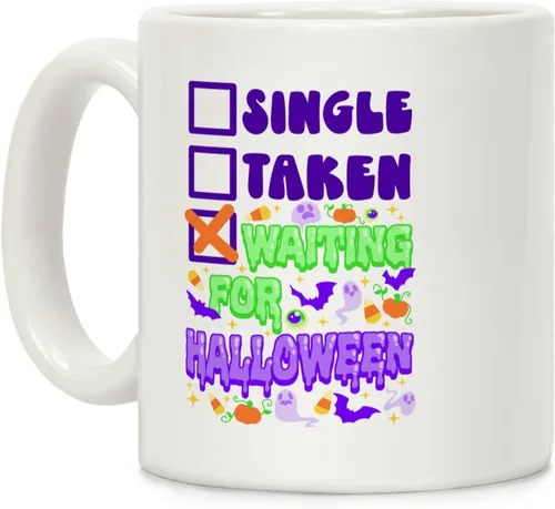 Miniatura 146 de LookHUMAN Taza de Café de Halloween – Halloween Is Meowgical Tazas, Taza de Café Espeluznante Idea de Regalos de Taza, 15 Onzas 10-Blanco