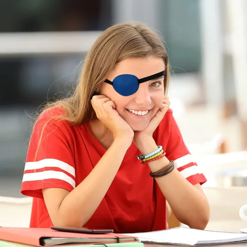 Miniatura 4 de Geyoga 16 parches médicos de seda coloridos para adultos, niños, fiesta pirata, parche ajustable suave para ojos perezosos para ambliopía, hombres