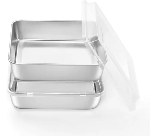 Miniatura 17 de Onader Bandeja cuadrada para hornear pasteles de 8 x 8 pulgadas con tapa, bandeja de lasaña de brownie de acero inoxidable