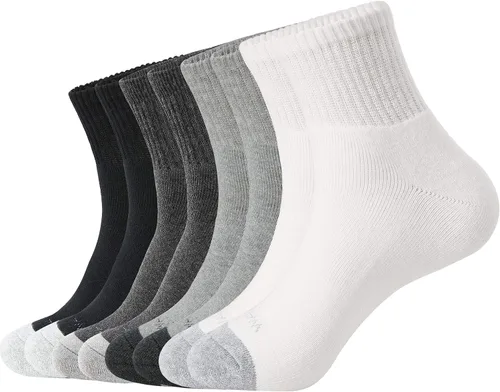 WANDER - 8 pares de calcetines deportivos de algodón para hombres y mujeres, gruesos y acolchados, para correr, altura al tobillo, tallas 7-9 9-12