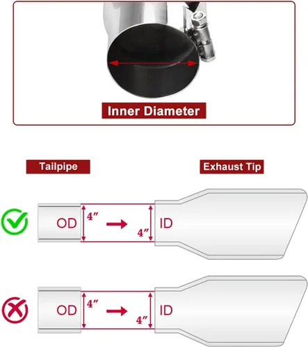 Miniatura 3 de Upower Punta de escape diésel que gira hacia abajo 4 pulgadas entrada 5 "diámetro de salida 16" de largo acero inoxidable 304 perno en el tubo