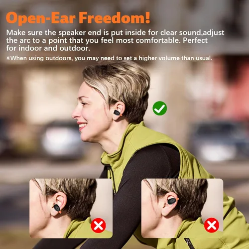 Miniatura 6 de Auriculares inalámbricos de oído abierto Clip seguro Auriculares deportivos conducción ósea Correr Auriculares Bluetooth Gaming Auriculares