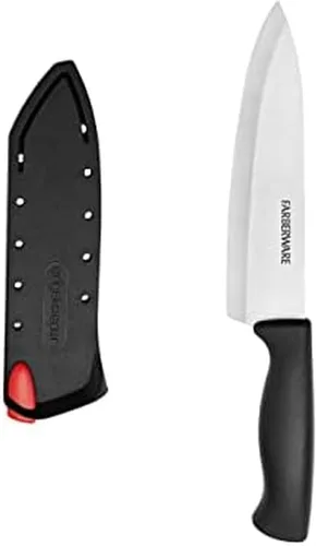 Miniatura 24 de Farberware Edgekeeper – Cuchillo de carnicero de 15 cm con cubierta autoafilable, cuchillo de cocina de acero inoxidable de alto carbono con mango