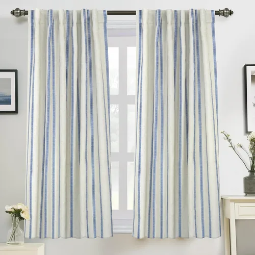 Miniatura 15 de DriftAway - Cortinas de Lino Mezcla de Granja 100% Opacas de 84 Pulgadas de Largo para Dormitorio, Cortinas Verticales Rayadas Impresas de Lino