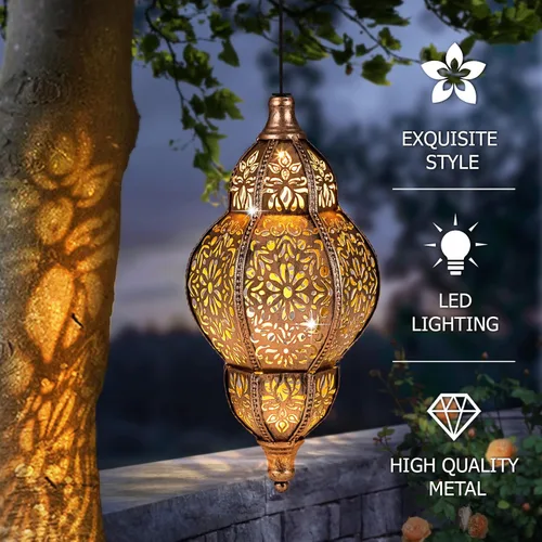 Miniatura 2 de Faroles solares impermeables para exteriores, farol solar colgante para decoración de jardín, luces decorativas de jardín para patio, césped