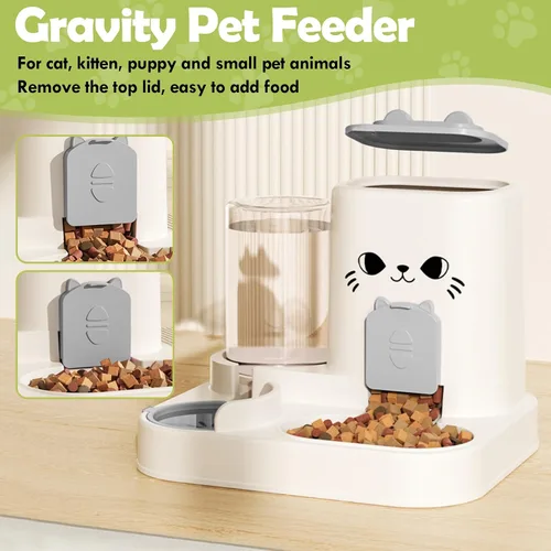 Miniatura 4 de Alimentador automático para mascotas de 1.6 L y dispensador de agua de 0.6 L, dispensador automático de alimentos y agua para gatos, alimentador por
