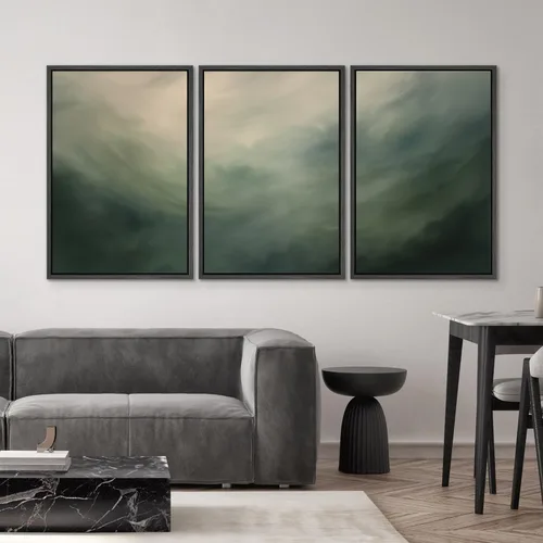 Miniatura 507 de SIGNWIN Lienzo enmarcado para pared, arte con pinceladas de flujo neutro en tonos beige abstractos, ilustraciones, arte moderno, decorativo