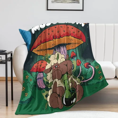 Miniatura 8 de Manta pequeña de marihuana de marihuana de hongos, 50 x 40 pulgadas, para mujeres y hombres, manta de felpa suave para cama, sofá, manta negra