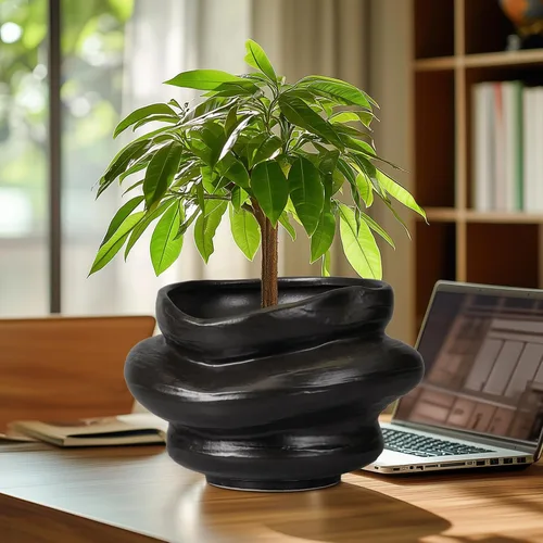 Miniatura 2 de Macetas de cerámica para plantas de 10.6 pulgadas, macetas de bonsái para plantas de interior con orificio de drenaje, maceta decorativa al aire
