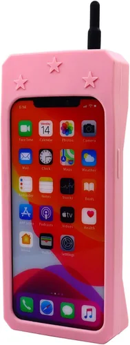 Miniatura 2 de Bonita funda clásica retro con forma de teléfono celular para iPhone 13, iPhone 14, iPhone 15 de 6.1 pulgadas, funda de silicona suave con dibujos