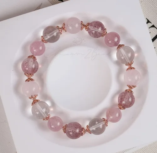 Miniatura 4 de Precious Gemstone Natural Crystal Healing Bracelet, Rutilated Quartz, Moonstone, Quartz Handmade Original Design Bracelet