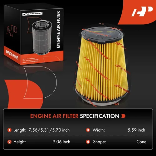 Miniatura 2 de A-Premium Filtro de aire del motor delantero compatible con Ford Mustang 2019-2022 5.0L, 2015-2022 5.2L, repuesto # FR3Z9601B