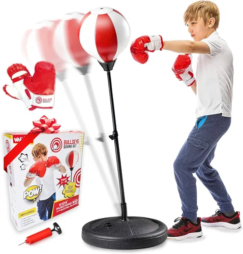Whoobli Punching Bag for Kids and Toddler Incl Boxing Gloves| 3 4 5 6 7 8+ Years Old Adjustable Kids Boxing Bag with Stand| Sports Toy for Boys|