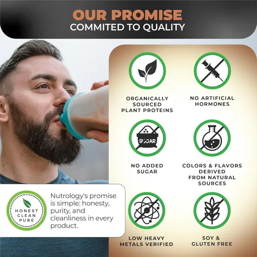 Miniatura 6 de Nutrology TRIPACT Proteína vegana en polvo – Proteína orgánica de guisantes, arroz y calabaza, BCAA y glutamina, batidos sustitutivos de comidas a