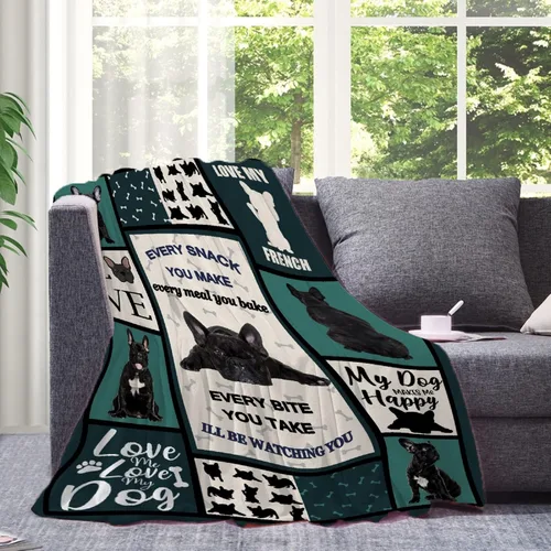 Miniatura 5 de Manta de Bulldog Francés – Manta de Franela de Forro Polar Súper Suave para Regalos, Colcha de Cama para Decoración del Hogar para Sofá Cama Durante