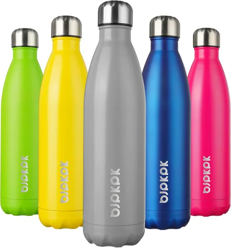 Miniatura 100 de BJPKPK Botellas de agua de acero inoxidable con aislamiento de 17 onzas, mantiene el frío y el calor, brillante oro rosa Oro rosa brillante
