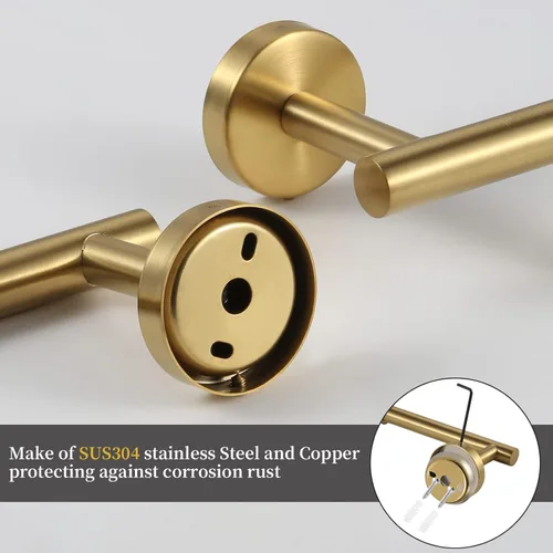 Miniatura 6 de Juego de accesorios de baño en oro cepillado, juego de 10 barras de toallas que incluye 2 barras de toallas de 16 pulgadas, soportes de papel