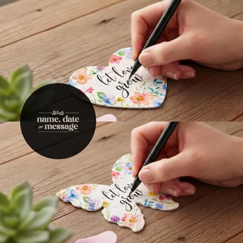 Miniatura 5 de Combo Seed Paper - 24pcs Hearts & 24pcs Butterflies, Writable & Plantable Wildflower Gifts for Mom this Mother’s Day, Use for Shower Favors