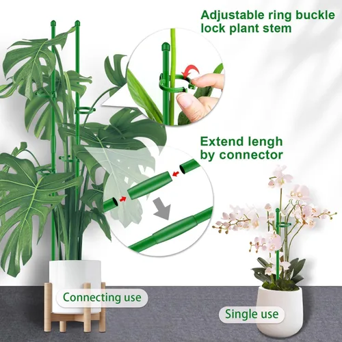 Miniatura 3 de 20 estacas de soporte para plantas de 17 pulgadas, palos de orquídea de jardín de SupKing extendidos a 3 pies, 4 pies y 5 pies, postes para plantas