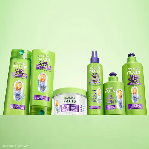Miniatura 9 de Garnier Fructis Curl Nourish Air Dry Cream - Acondicionador sin sulfatos, crema definidora de rizos para controlar la humedad y el encrespamiento