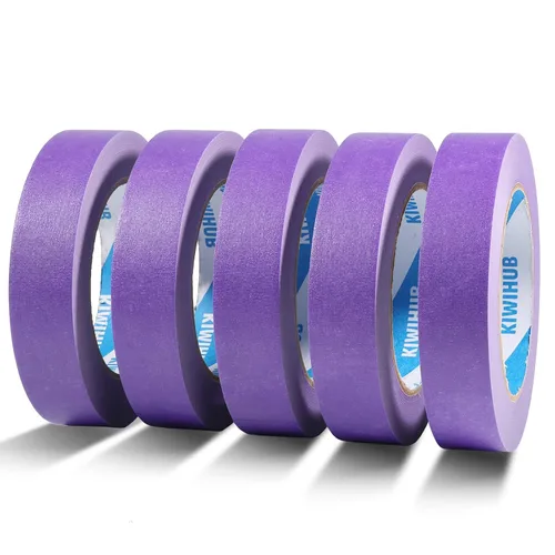 Cinta adhesiva para pintores púrpura, 1 pulgada x 60 yardas x 5 rollos (300 yardas en total) - Cinta adhesiva decorativa de fácil remoción en 14