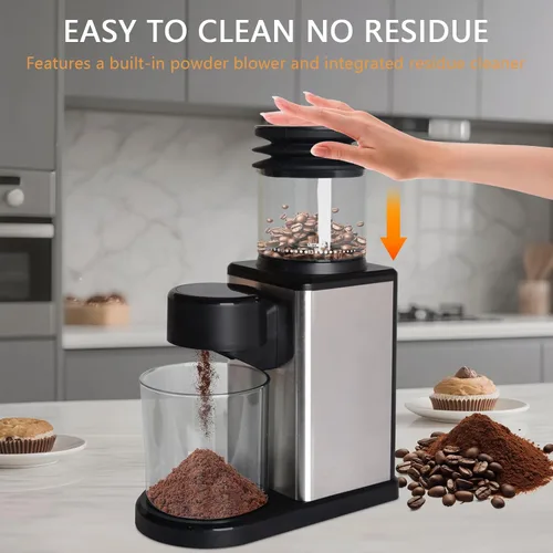 Miniatura 3 de Molinillo de café eléctrico para el hogar y la oficina: molinillo de café inteligente con 25 ajustes de molienda de precisión y tolva de grano