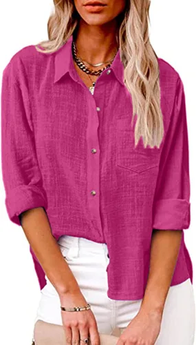 Miniatura 171 de SMIDOW Camisa de algodón y lino con botones para mujer