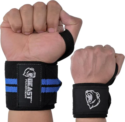 Beast Power Gear Muñequeras para levantamiento de pesas de 18 pulgadas, soporte de muñeca de alta calidad para culturismo, resistente, lazo para el
