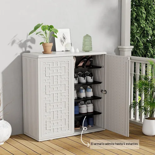 Miniatura 7 de KINYING Armario de almacenamiento para exteriores, impermeable, caja de cubierta de resina de 62 galones para cojines de muebles de patio, Blanco
